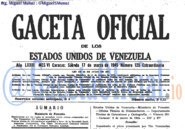 Gaceta Oficial 125 del 17 Marzo 1945