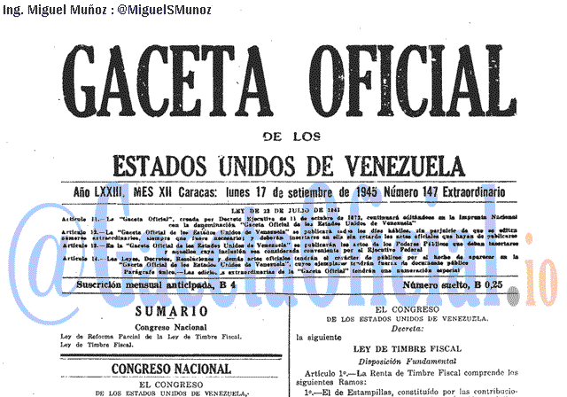 Gaceta Oficial 147 del 17 Septiembre 1945