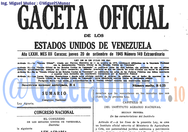 Gaceta Oficial 149 del 20 Septiembre 1945