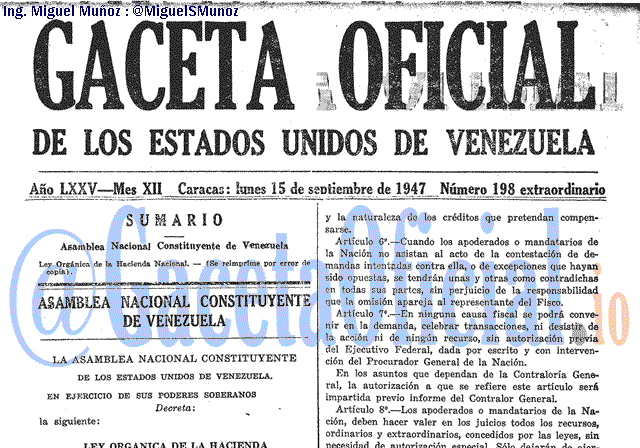 Gaceta Oficial 198 del 15 Septiembre 1947