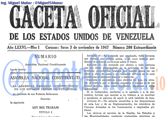Gaceta Oficial 200 del 3 Noviembre 1947