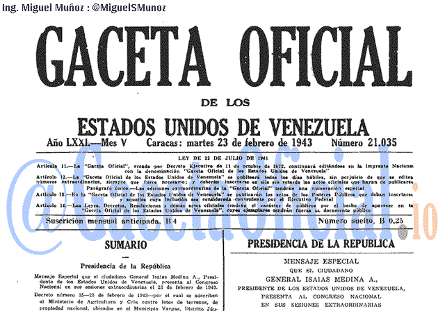 Gaceta Oficial 21035 del 23 Febrero 1943