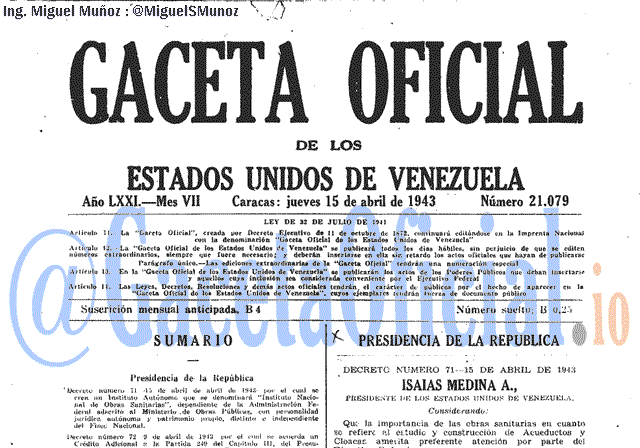 Gaceta Oficial 21079 del 15 Abril 1943