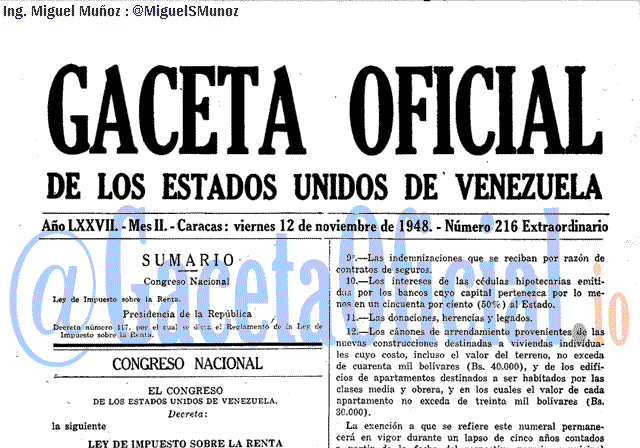Gaceta Oficial 216 del 12 Noviembre 1948