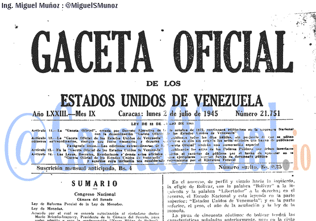 Gaceta Oficial 21751 del 2 Julio 1945