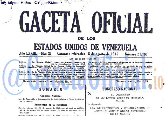 Gaceta Oficial 21787 del 15 Agosto 1945