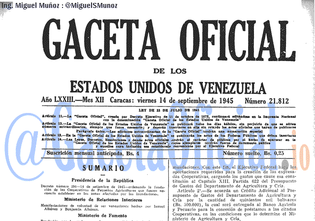 Gaceta Oficial 21812 del 14 Septiembre 1945