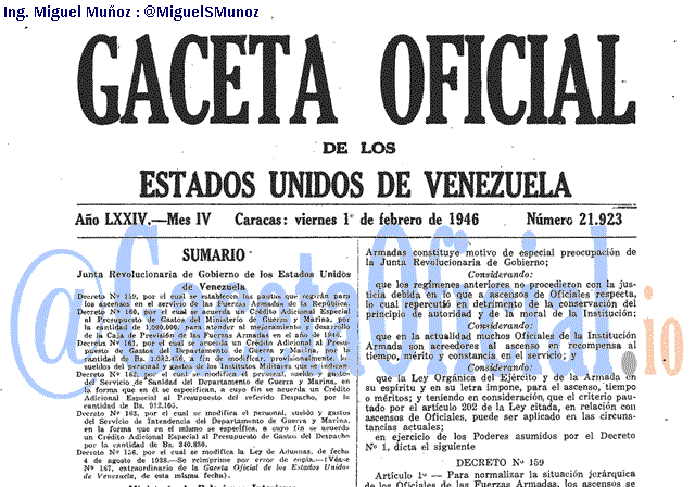 Gaceta Oficial 21923 del 1 Febrero 1946