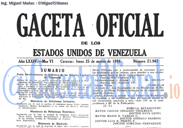 Gaceta Oficial 21967 del 25 Marzo 1946