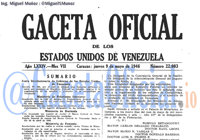 Gaceta Oficial 22003 del 9 Mayo 1946