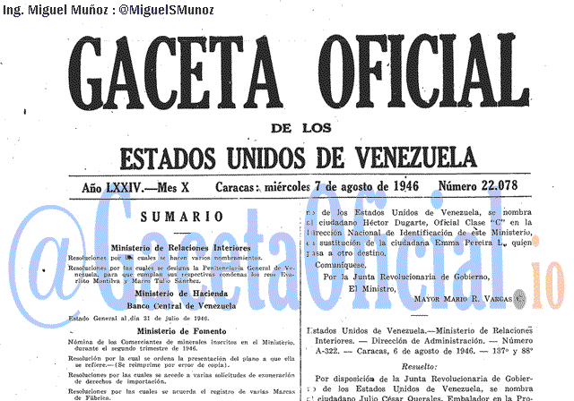 Gaceta Oficial 22078 del 7 Agosto 1946