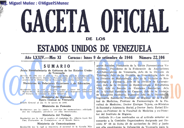 Gaceta Oficial 22106 del 9 Septiembre 1946