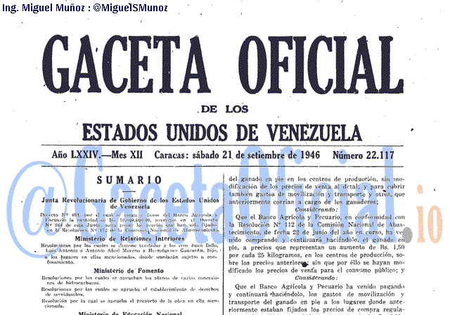 Gaceta Oficial 22117 del 21 Septiembre 1946