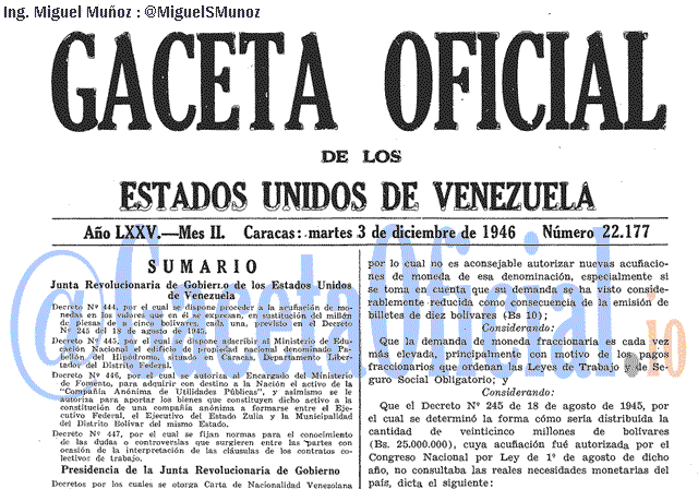 Gaceta Oficial 22177 del 3 Diciembre 1946