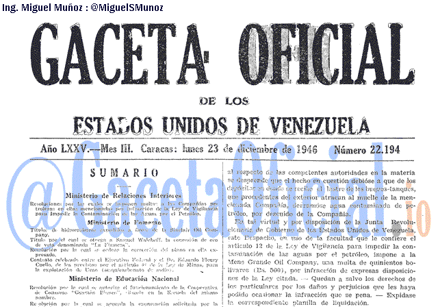 Gaceta Oficial 22194 del 23 Diciembre 1946