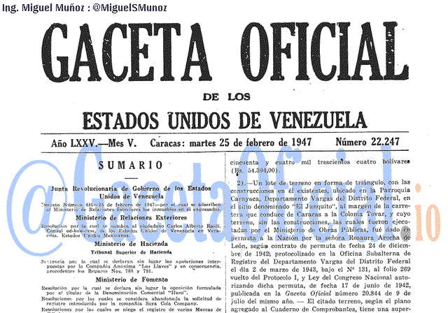 Gaceta Oficial 22247 del 25 Febrero 1947