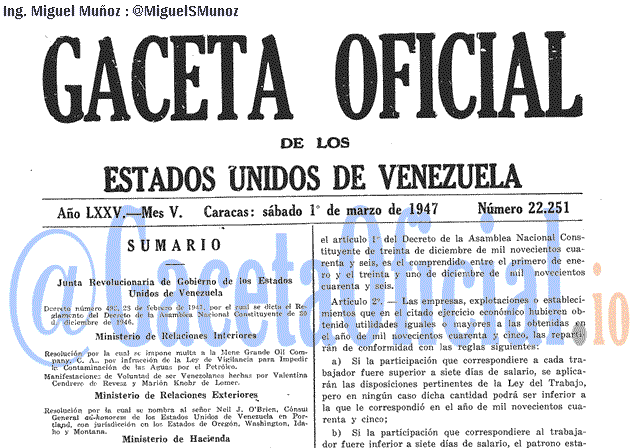 Gaceta Oficial 22251 del 1 Marzo 1947
