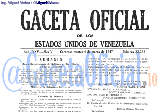 Gaceta Oficial 22253 del 4 Marzo 1947