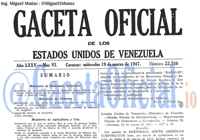 Gaceta Oficial 22266 del 19 Marzo 1947
