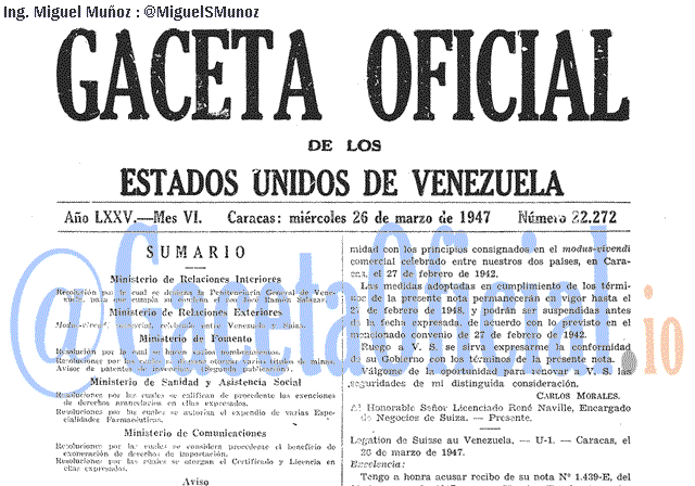 Gaceta Oficial 22272 del 26 Marzo 1947