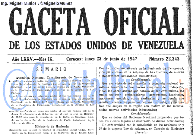 Gaceta Oficial 22343 del 23 Junio 1947
