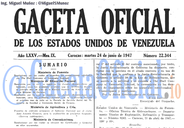 Gaceta Oficial 22344 del 24 Junio 1947