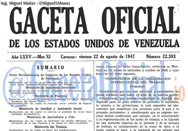 Gaceta Oficial 22393 del 22 Agosto 1947
