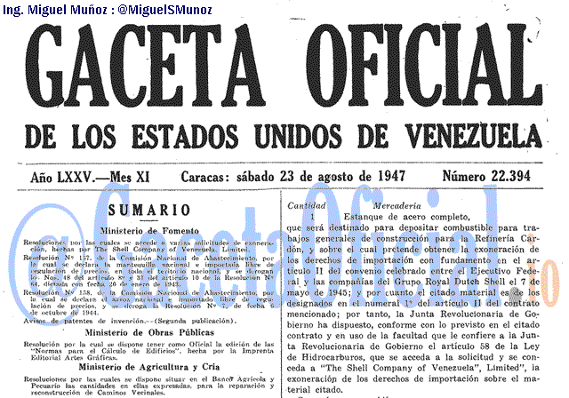 Gaceta Oficial 22394 del 23 Agosto 1947