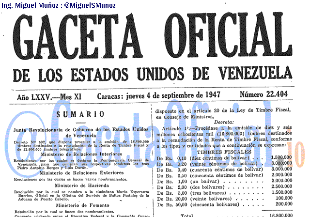 Gaceta Oficial 22404 del 4 Septiembre 1947