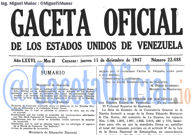 Gaceta Oficial 22488 del 11 Diciembre 1947