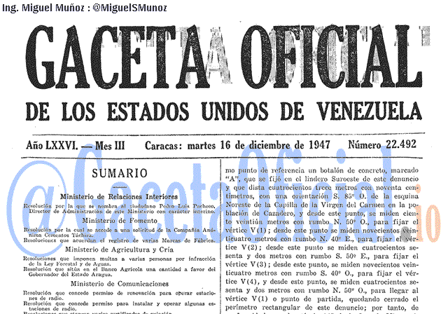 Gaceta Oficial 22492 del 16 Diciembre 1947