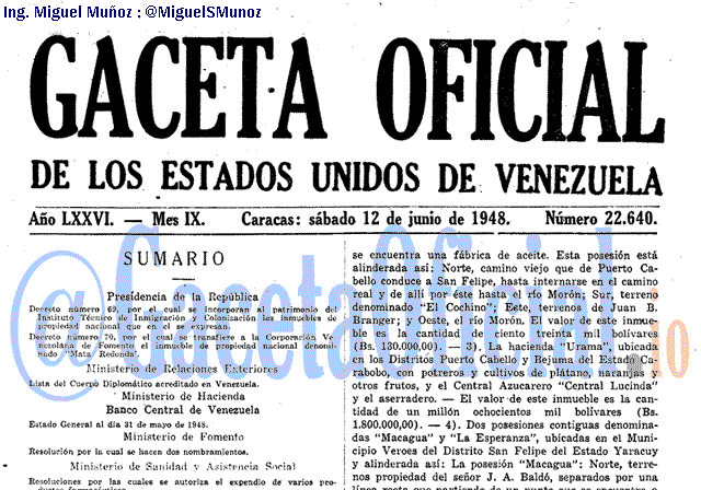 Gaceta Oficial 22640 del 12 Junio 1948