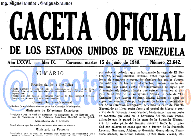 Gaceta Oficial 22642 del 15 Junio 1948