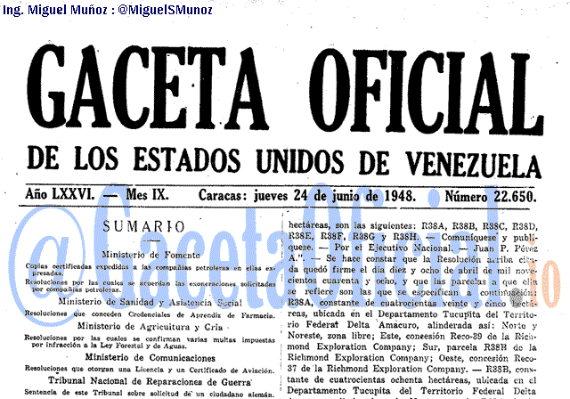 Gaceta Oficial 22650 del 24 Junio 1948