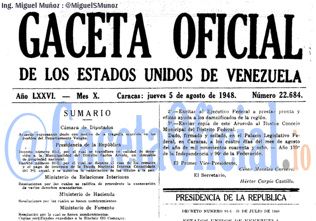 Gaceta Oficial 22684 del 5 Agosto 1948