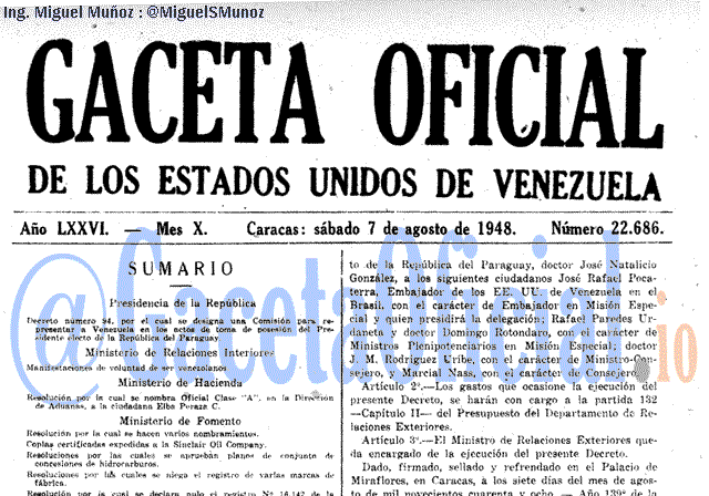 Gaceta Oficial 22686 del 7 Agosto 1948