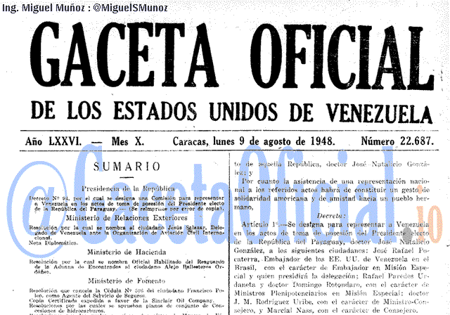 Gaceta Oficial 22687 del 9 Agosto 1948
