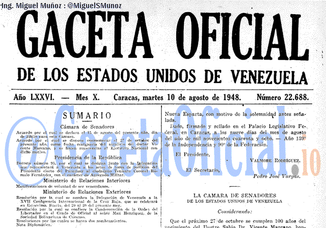 Gaceta Oficial 22688 del 10 Agosto 1948
