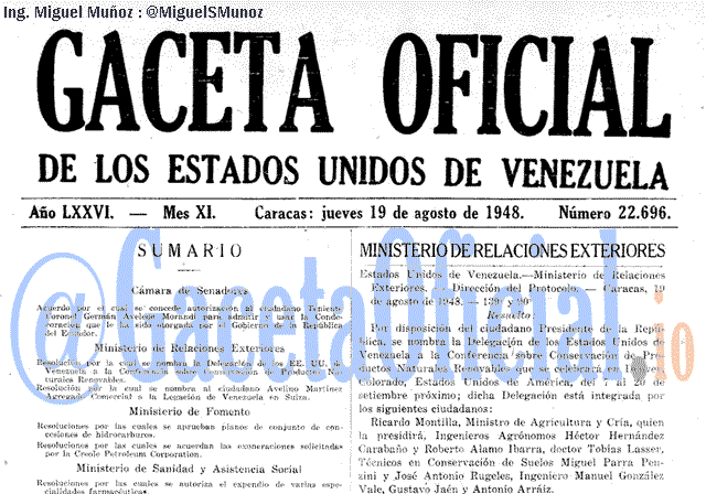 Gaceta Oficial 22696 del 19 Agosto 1948