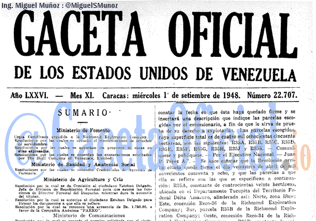 Gaceta Oficial 22707 del 1 Septiembre 1948