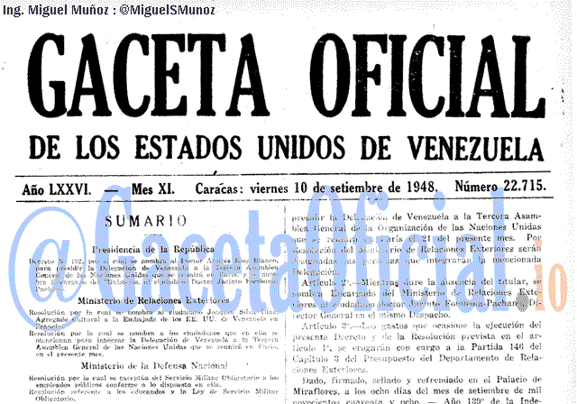 Gaceta Oficial 22715 del 10 Septiembre 1948