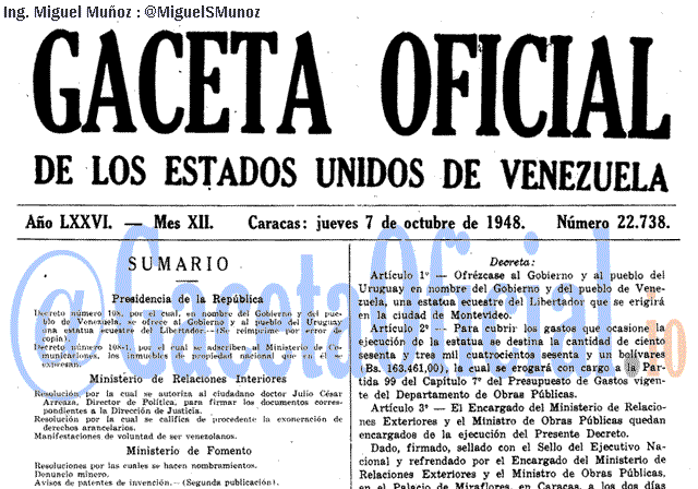 Gaceta Oficial 22738 del 7 Octubre 1948