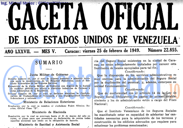 Gaceta Oficial 22855 del 25 Febrero 1949