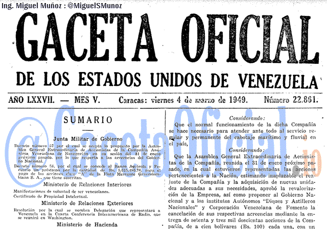 Gaceta Oficial 22861 del 4 Marzo 1949