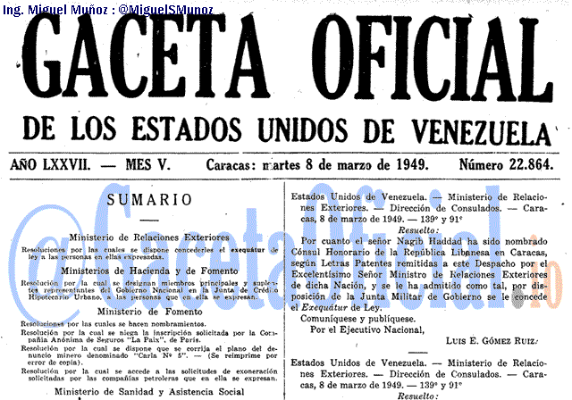 Gaceta Oficial 22864 del 8 Marzo 1949