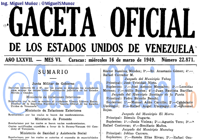 Gaceta Oficial 22871 del 16 Marzo 1949