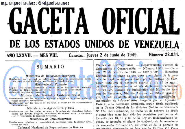 Gaceta Oficial 22934 del 2 Junio 1949