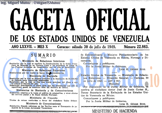 Gaceta Oficial 22983 del 30 Julio 1949