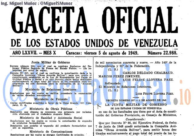 Gaceta Oficial 22988 del 5 Agosto 1949