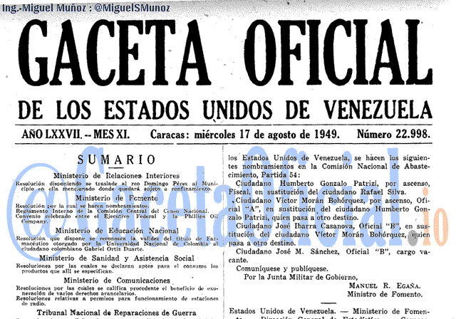 Gaceta Oficial 22998 del 17 Agosto 1949